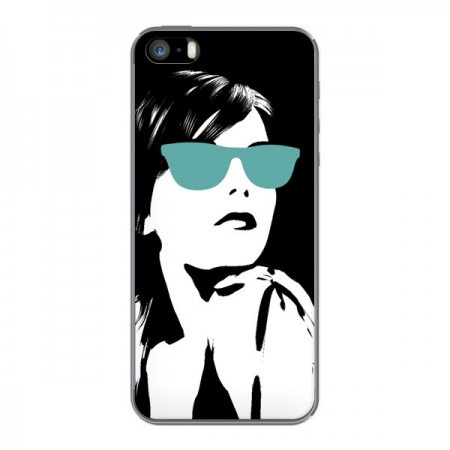 Coque Fille Lunettes Bleues pour iPhone 5 et 5S - Jonathan Perez Coque Fille Lunettes Bleues pour iPhone 5 et 5S - Jonathan Perez