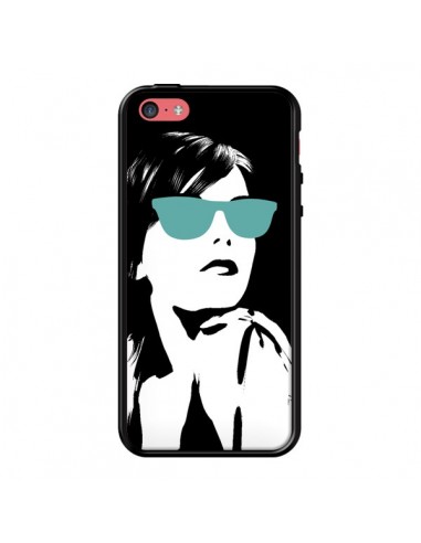 Coque Fille Lunettes Bleues pour iPhone 5C - Jonathan Perez