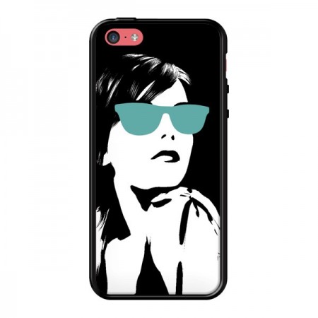 Coque Fille Lunettes Bleues pour iPhone 5C - Jonathan Perez
