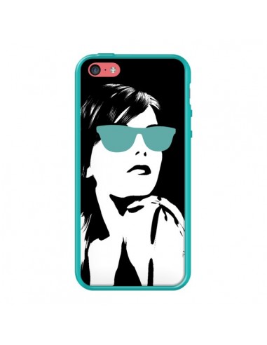Coque Fille Lunettes Bleues pour iPhone 5C - Jonathan Perez