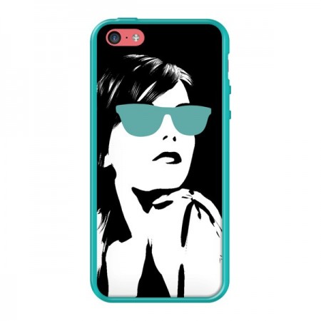 Coque Fille Lunettes Bleues pour iPhone 5C - Jonathan Perez