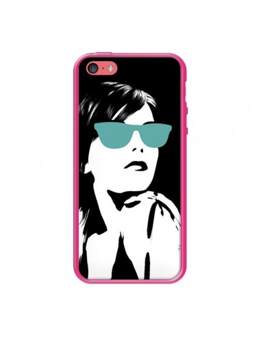Coque Fille Lunettes Bleues pour iPhone 5C - Jonathan Perez
