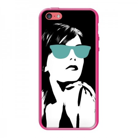 Coque Fille Lunettes Bleues pour iPhone 5C - Jonathan Perez