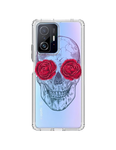 Cover Xiaomi 11T / 11T Pro Teschio Rosa Fiori Trasparente - Rachel Caldwell