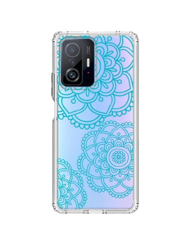 Cover Xiaomi 11T / 11T Pro Mandala Verde acqua Doodle fiori Trasparente - Sylvia Cook