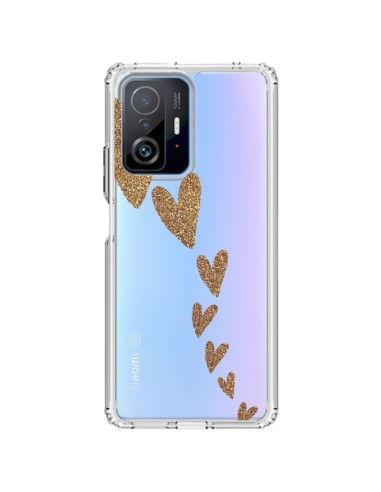 Coque Xiaomi 11T / 11T Pro Coeur Falling Gold Hearts Transparente - Sylvia Cook