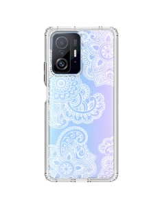 Coque Xiaomi 11T / 11T Pro Lacey Paisley Mandala Blanc Fleur Transparente - Sylvia Cook