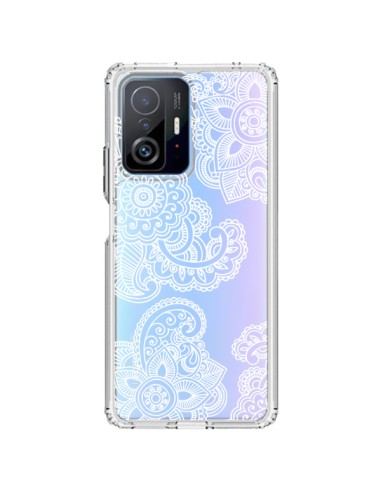 Coque Xiaomi 11T / 11T Pro Lacey Paisley Mandala Blanc Fleur Transparente - Sylvia Cook