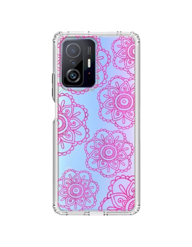 Cover Xiaomi 11T / 11T Pro Doodle  Mandala Rosa Fiori Trasparente - Sylvia Cook