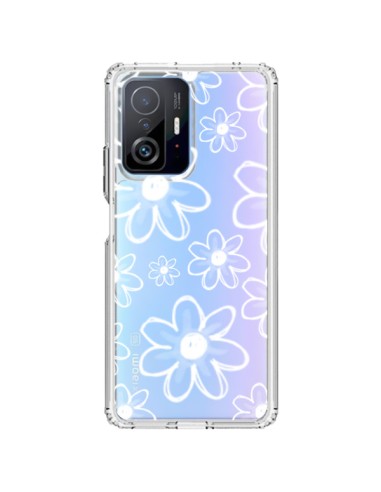 Cover Xiaomi 11T / 11T Pro Mandala Bianco Fiore Trasparente - Sylvia Cook