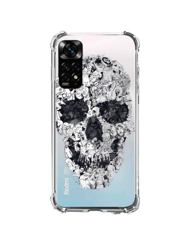 Coque Xiaomi Redmi Note 11 / 11S Doodle Skull Dessin Tête de Mort Transparente - Ali Gulec