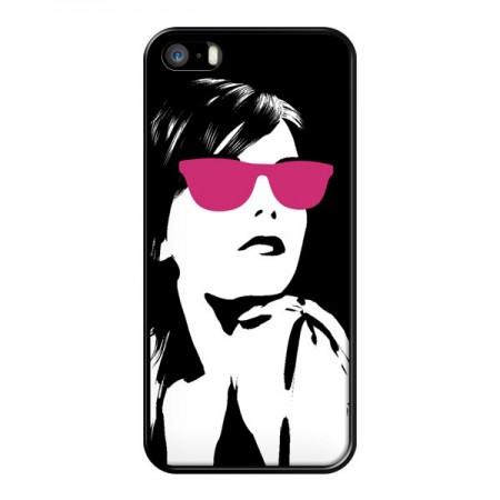 Coque Fille Lunettes Roses pour iPhone 5 et 5S - Jonathan Perez Coque Fille Lunettes Roses pour iPhone 5 et 5S - Jonathan Perez
