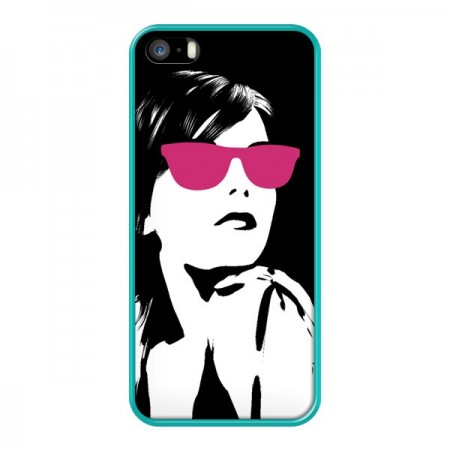 Coque Fille Lunettes Roses pour iPhone 5 et 5S - Jonathan Perez Coque Fille Lunettes Roses pour iPhone 5 et 5S - Jonathan Perez