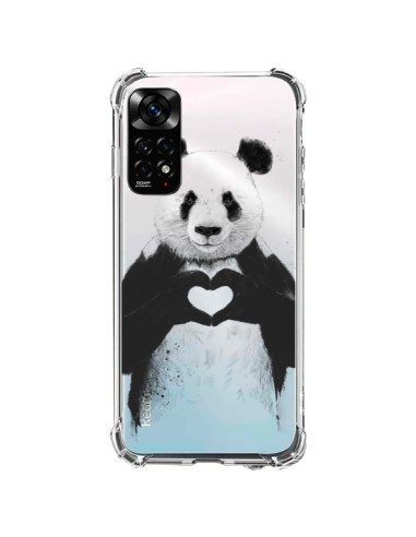 Coque Xiaomi Redmi Note 11 / 11S Panda All You Need Is Love Transparente - Balazs Solti