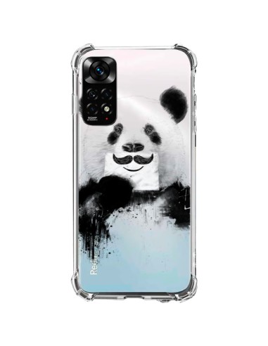 Coque Xiaomi Redmi Note 11 / 11S Funny Panda Moustache Transparente - Balazs Solti
