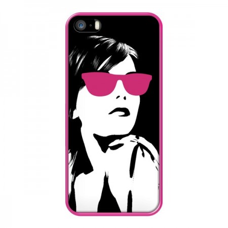 Coque Fille Lunettes Roses pour iPhone 5 et 5S - Jonathan Perez Coque Fille Lunettes Roses pour iPhone 5 et 5S - Jonathan Perez