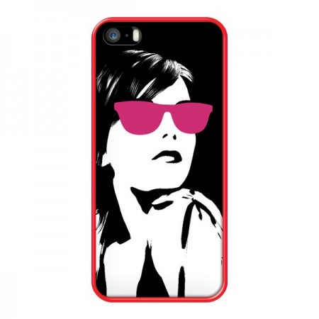 Coque Fille Lunettes Roses pour iPhone 5 et 5S - Jonathan Perez Coque Fille Lunettes Roses pour iPhone 5 et 5S - Jonathan Perez