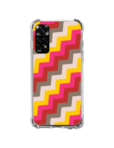 Coque Xiaomi Redmi Note 11 / 11S Lignes Triangle Azteque Rose Rouge - Eleaxart