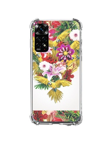 Coque Xiaomi Redmi Note 11 / 11S Parrot Floral Perroquet Fleurs - Eleaxart