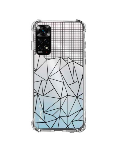 Coque Xiaomi Redmi Note 11 / 11S Lignes Grille Grid Abstract Noir Transparente - Project M