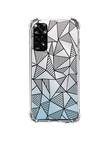 Coque Xiaomi Redmi Note 11 / 11S Lignes Grilles Triangles Grid Abstract Noir Transparente - Project M