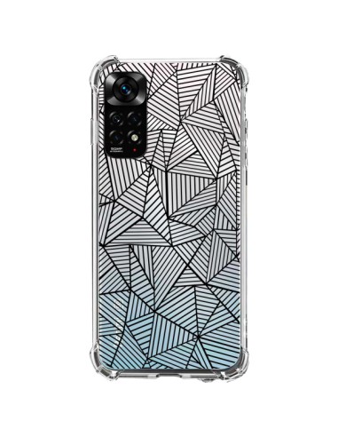 Coque Xiaomi Redmi Note 11 / 11S Lignes Grilles Triangles Full Grid Abstract Noir Transparente - Project M