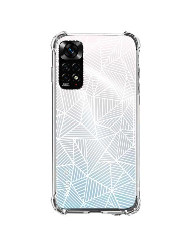 Cover Xiaomi Redmi Note 11 / 11S Linee Griglia Triangles Full Grid Astratto Bianco Trasparente - Project M