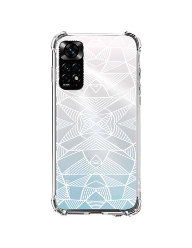 Cover Xiaomi Redmi Note 11 / 11S Linee Specchi Griglia Triangoli Grid Astratto Bianco Trasparente - Project M