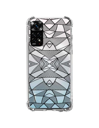 Coque Xiaomi Redmi Note 11 / 11S Lignes Miroir Grilles Triangles Grid Abstract Noir Transparente - Project M