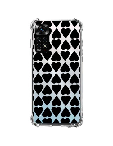 Coque Xiaomi Redmi Note 11 / 11S Coeurs Heart Noir Transparente - Project M