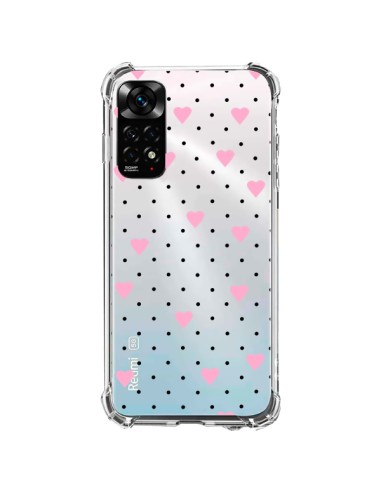 Cover Xiaomi Redmi Note 11 / 11S Punti Cuori Rosa Trasparente - Project M