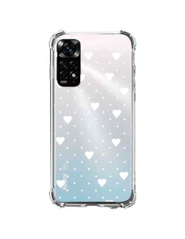 Cover Xiaomi Redmi Note 11 / 11S Punti Cuori Bianco Trasparente - Project M