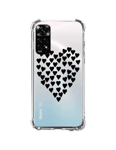 Cover Xiaomi Redmi Note 11 / 11S Cuori Amore Nero Trasparente - Project M