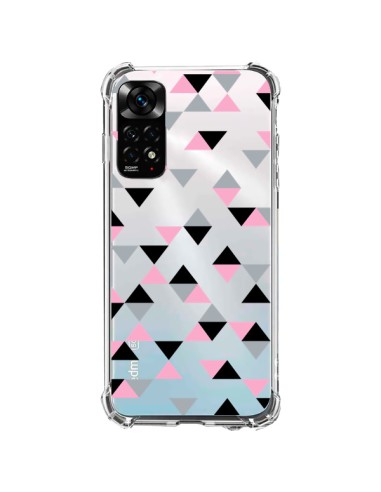 Coque Xiaomi Redmi Note 11 / 11S Triangles Pink Rose Noir Transparente - Project M