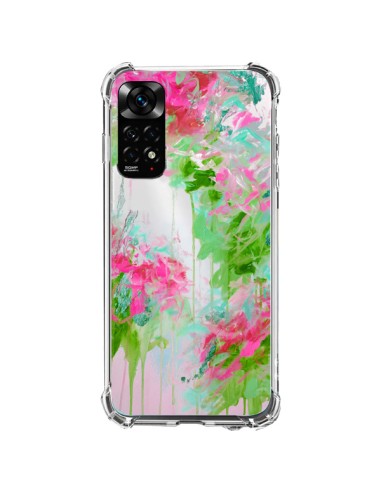 Xiaomi Redmi Note 11 / 11S Case Flowers Pink Green Clear - Ebi Emporium