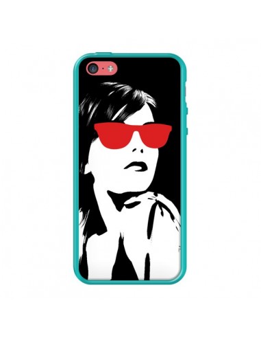 Coque Fille Lunettes Rouges pour iPhone 5C - Jonathan Perez