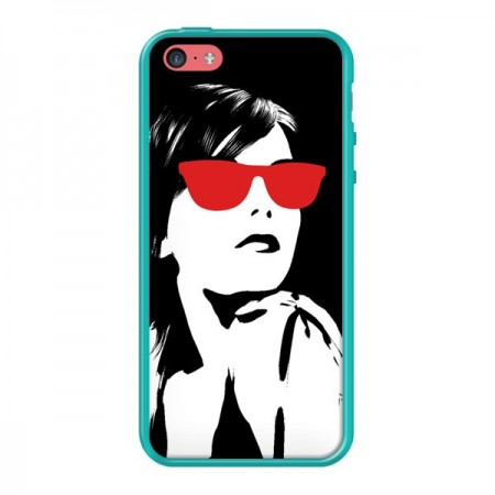 Coque Fille Lunettes Rouges pour iPhone 5C - Jonathan Perez
