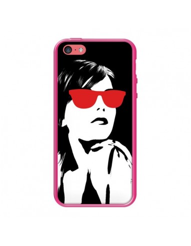 Coque Fille Lunettes Rouges pour iPhone 5C - Jonathan Perez