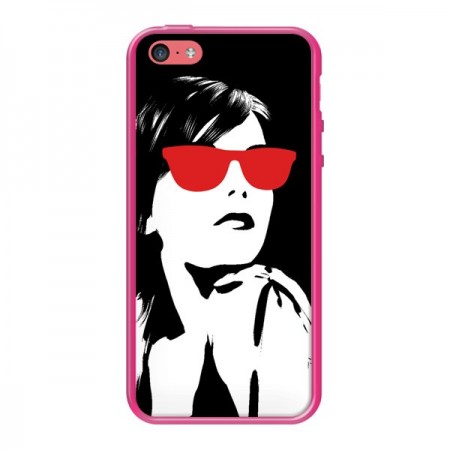 Coque Fille Lunettes Rouges pour iPhone 5C - Jonathan Perez