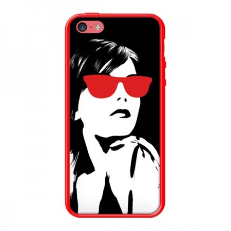 Coque Fille Lunettes Rouges pour iPhone 5C - Jonathan Perez