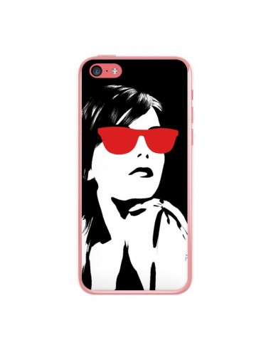 Coque Fille Lunettes Rouges pour iPhone 5C - Jonathan Perez