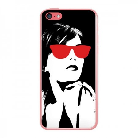 Coque Fille Lunettes Rouges pour iPhone 5C - Jonathan Perez