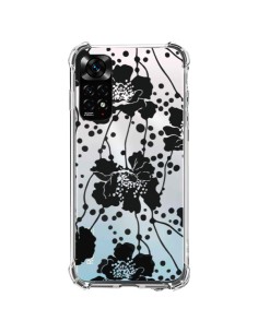 Coque Xiaomi Redmi Note 11 / 11S Fleurs Noirs Flower Transparente - Dricia Do