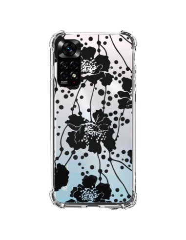 Coque Xiaomi Redmi Note 11 / 11S Fleurs Noirs Flower Transparente - Dricia Do