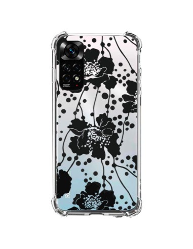 Cover Xiaomi Redmi Note 11 / 11S Fiori Neros Trasparente - Dricia Do