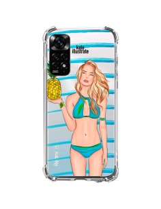 Coque Xiaomi Redmi Note 11 / 11S Malibu Ananas Plage Ete Bleu Transparente - kateillustrate