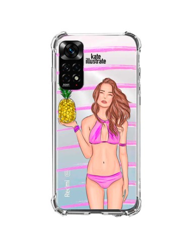 Coque Xiaomi Redmi Note 11 / 11S Malibu Ananas Plage Ete Rose Transparente - kateillustrate