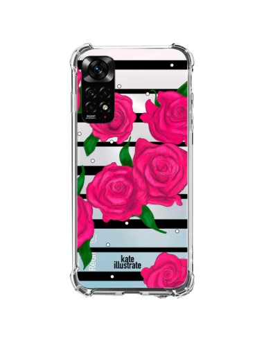 Xiaomi Redmi Note 11 / 11S Case Pink Flowers Clear - kateillustrate