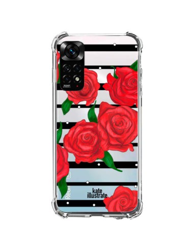 Coque Xiaomi Redmi Note 11 / 11S Red Roses Rouge Fleurs Flowers Transparente - kateillustrate