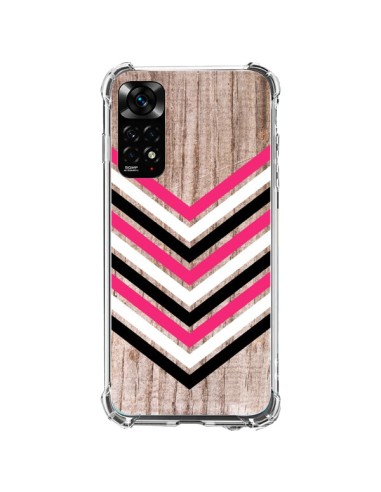 Coque Xiaomi Redmi Note 11 / 11S Tribal Aztèque Bois Wood Flèche Rose Blanc Noir - Laetitia